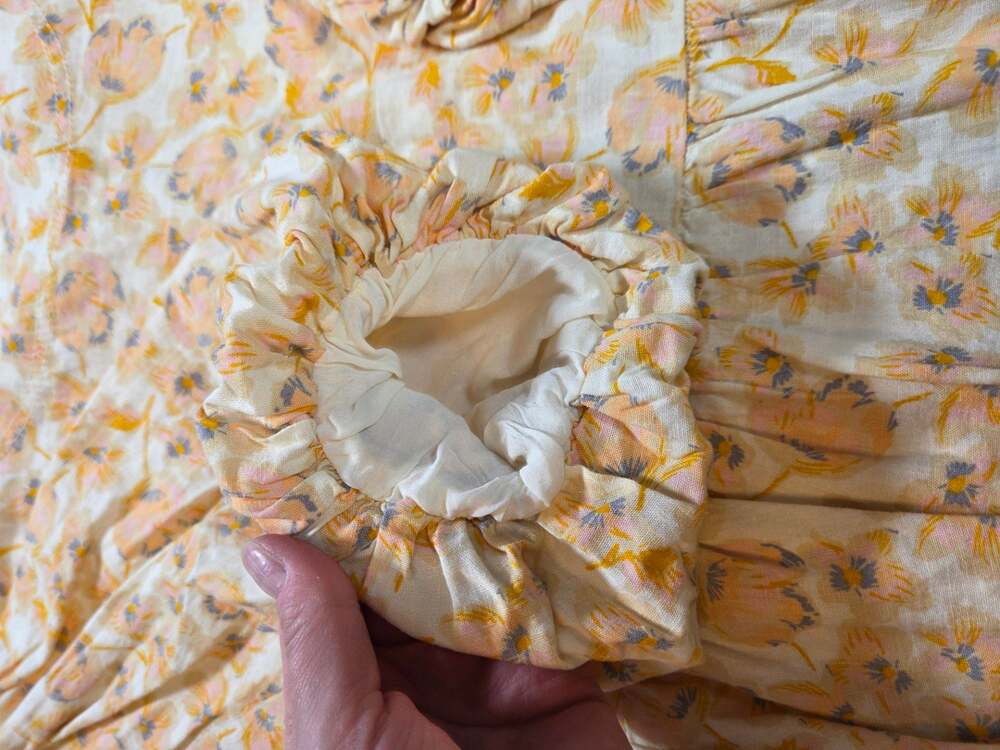 We The Free Free People Floral Linen Blend Babydoll Blouse Puff Sleeve M - Picture 7 of 11